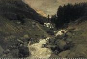 Charles-Francois Daubigny De waterval van de Mahoura, Cauterets. Sweden oil painting artist
